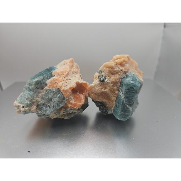 Fluorapatite On Orange Calcite 2pc Raw Specimen. 90lbs - Picture 1 of 11
